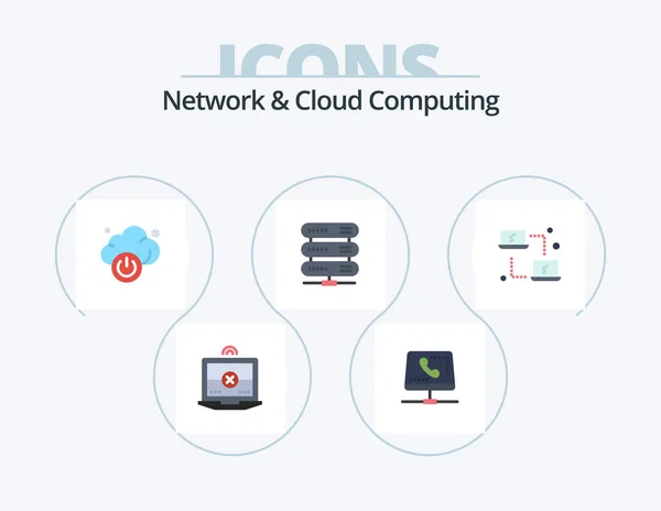 Network Cloud Computing Flat Icon Pack Icon Design Networking Computing — Archivo Imágenes Vectoriales