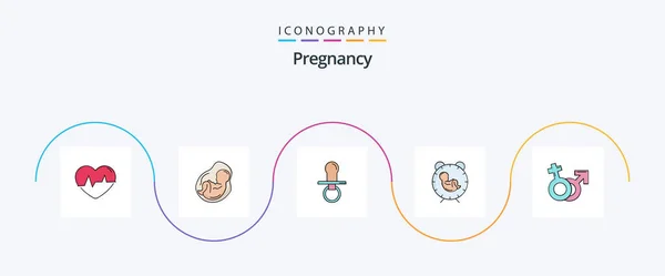 Pregnancy Line Filled Flat Icon Pack Including Baby Delivery Obstetrics — Vetor de Stock