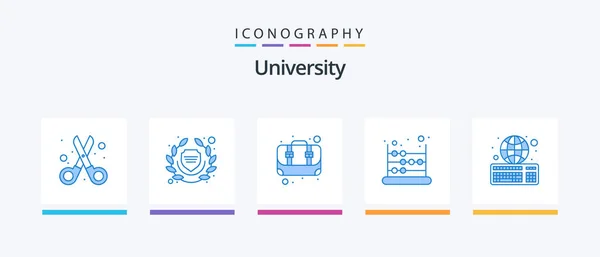 University Blue Icon Pack Including Online Assignment Box Math Abacus — 图库矢量图片
