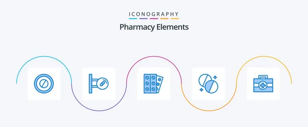 Pharmacy Elements Blue Icon Pack Including Medical Hospital Medicine Medicine — Stockvektor