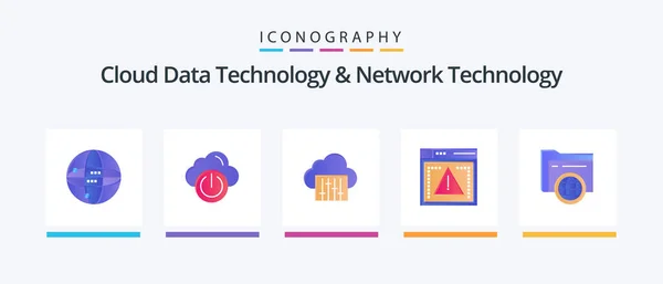 Cloud Data Technology Network Technology Flat Icon Pack Including Storage — Stok Vektör