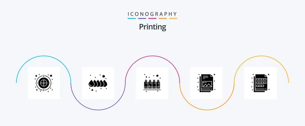 Printing Glyph Icon Pack Including File Color Color Picture Document — Archivo Imágenes Vectoriales