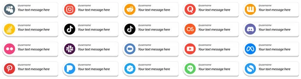 Follow Social Media Platform Card Style Icons Custom Message Option — Stok Vektör