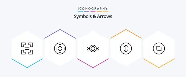 Symbols Arrows Line Icon Pack Including Zoom Logo Enlarge Arrows — Stockový vektor