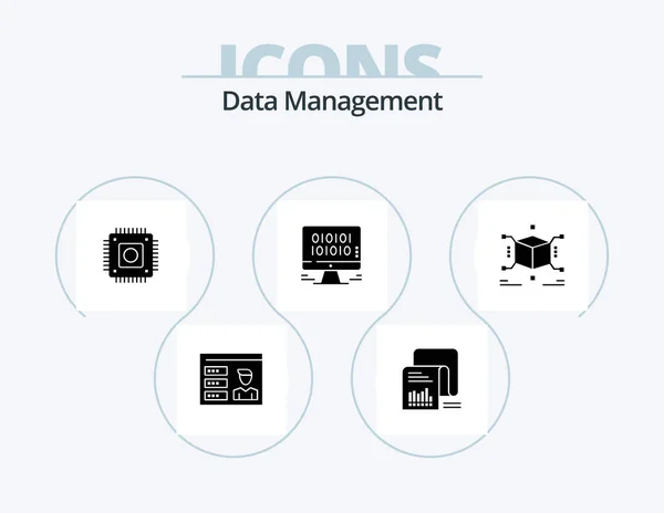 Data Management Glyph Icon Pack Icon Design Data Computer Documents — Stock Vector