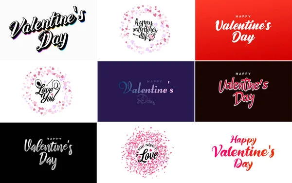 Happy Valentine Day Greeting Card Template Romantic Theme Red Color — Stock Vector