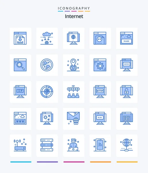 Creative Internet Blue Icon Pack Sharing Interface Computer Website Error — Stockvector