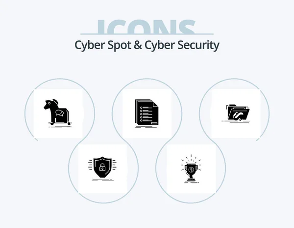 Cyber Spot Cyber Security Glyph Icon Pack Icon Design List — Vector de stock