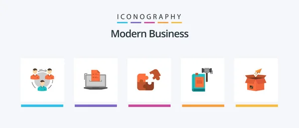 Modern Business Flat Icon Pack Including Match Business Business Puzzle — Διανυσματικό Αρχείο