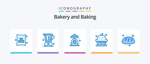 Baking Blue Icon Pack Including Creamy Baking Measuring Kitchen Scale — Stockový vektor