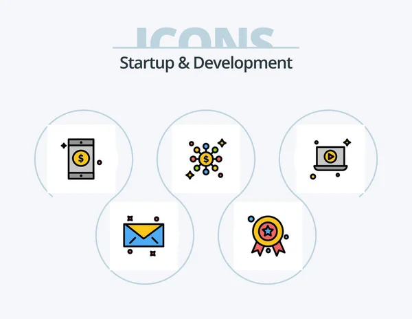 Startup Develepment Line Filled Icon Pack Icon Design Person Eyes — Vetor de Stock