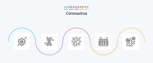 Coronavirus Line Icon Pack Including Travel Tubes Virus Test Corona — Archivo Imágenes Vectoriales