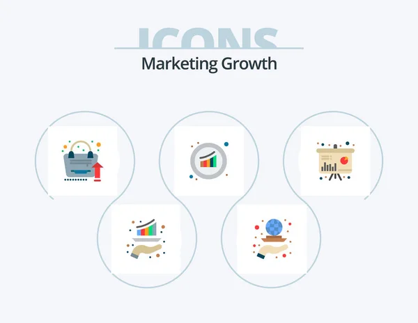 Marketing Growth Flat Icon Pack Icon Design Sales Growth Marketing — Stockový vektor
