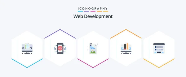 Web Development Flat Icon Pack Including Login Flowchart Development Web — Stok Vektör