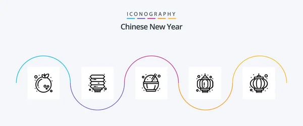 Chinese New Year Line Icon Pack Including Lamp Chinese Chinese — Stockvector