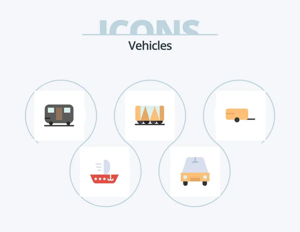 Vehicles Flat Icon Pack Icon Design Trailer Trailer Farmer Vehicle — Vector de stock