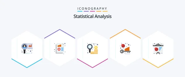 Statistical Analysis Flat Icon Pack Including Business Presentation Keyword Statistics — Stock Vector