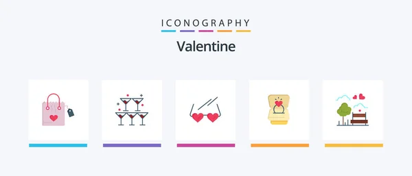 Valentine Flat Icon Pack Including Love Love Glass Day Valentine — Stock vektor