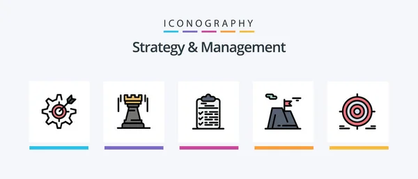 Strategy Management Line Filled Icon Pack Including Engineer Gear Tool — Archivo Imágenes Vectoriales