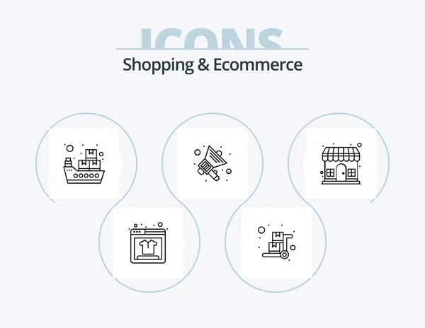 Shopping Ecommerce Line Icon Pack Icon Design House Shopping Shopping — Stockvektor