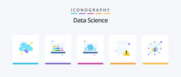 Data Science Flat Icon Pack Including Analysis File Connect Error — Stock Vector
