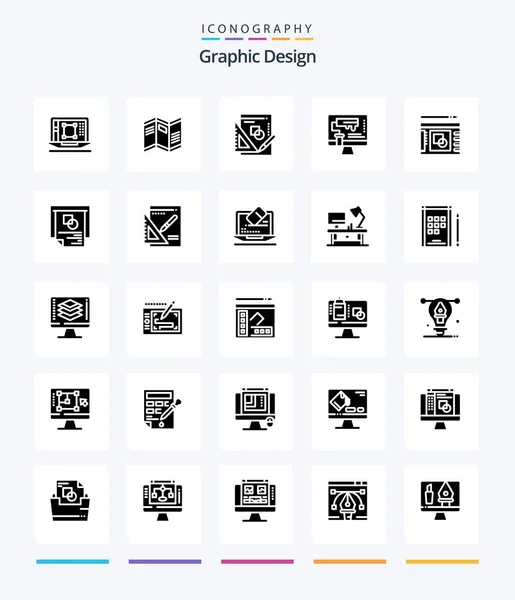 Creative Graphic Design Glyph Solid Black Icon Pack Computer Graph — Image vectorielle