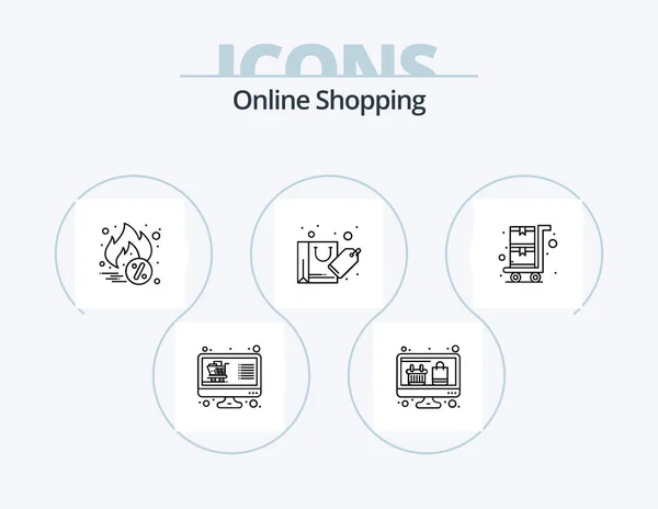 Online Shopping Line Icon Pack Icon Design Favorite Online Store — Stock vektor