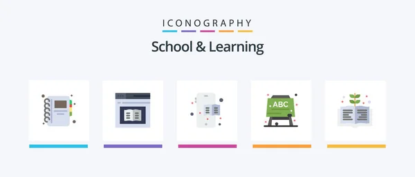 School Learning Flat Icon Pack Including Knowledge Mobile Education Formula — Vector de stock