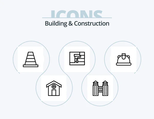 Building Construction Line Icon Pack Icon Design Barrier Grinder Barricade — Vector de stock