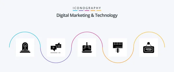 Digital Marketing Technology Glyph Icon Pack Including Board Messaging Platform — Stok Vektör