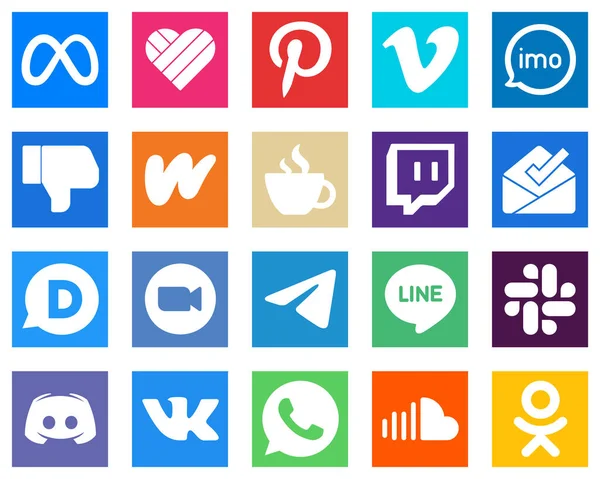 Stylish Social Media Icons Twitch Streaming Video Caffeine Wattpad Icons — Stock Vector