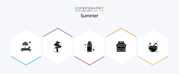 Summer Glyph Icon Pack Including Beach Sale Alcohol Discount Summer — Wektor stockowy