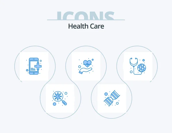 Health Care Blue Icon Pack Icon Design Health Care Heart — Stockový vektor