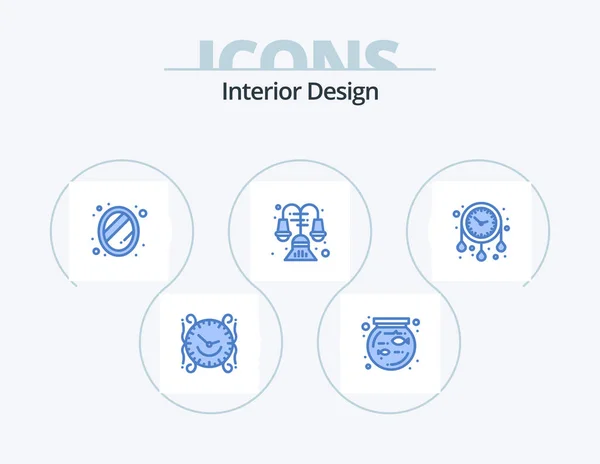 Interior Design Blue Icon Pack Icon Design Time Lamp Interior — Wektor stockowy