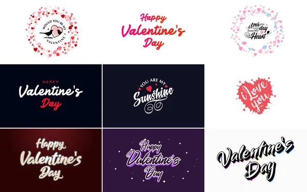Vector Illustration Heart Shaped Wreath Happy Valentine Day Text — Διανυσματικό Αρχείο