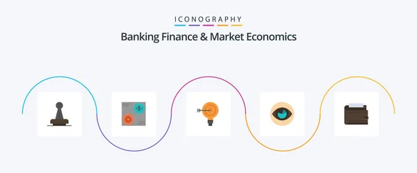 Banking Finance Market Economics Flat Icon Pack Including Solution Darts — Wektor stockowy