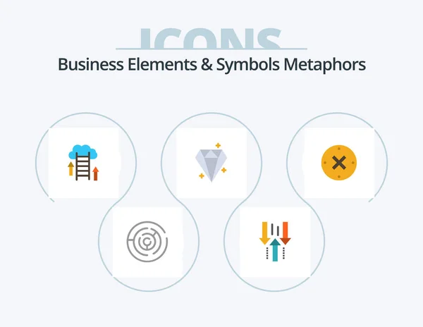 Business Elements Symbols Metaphors Flat Icon Pack Icon Design Sucess — Archivo Imágenes Vectoriales