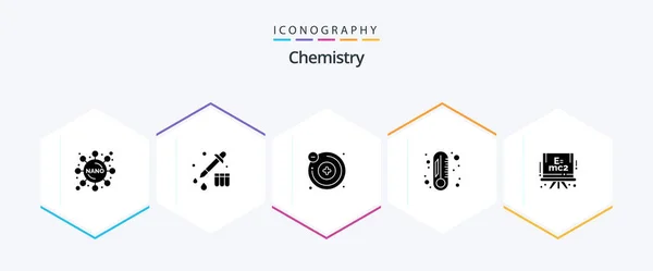 Chemistry Glyph Icon Pack Including Molecule Science Chemistry — Vettoriale Stock