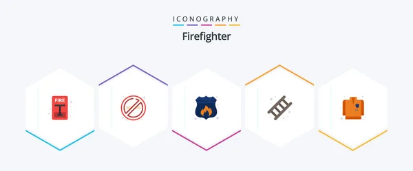 Firefighter Flat Icon Pack Including Fire Fighting Service Access Job — Stock Vector