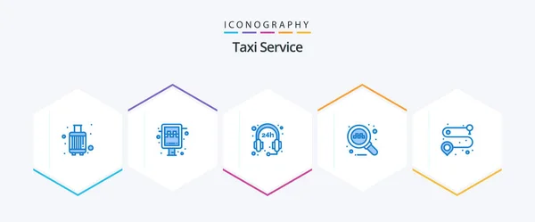Taxi Service Blue Icon Pack Including Route Point Taxi Taxi — Vector de stock