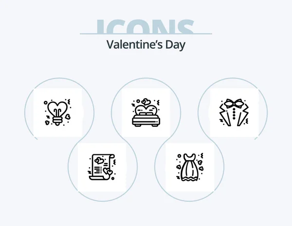 День Святого Валентина Линии Икона Pack Icon Design Любовь Пей — стоковый вектор