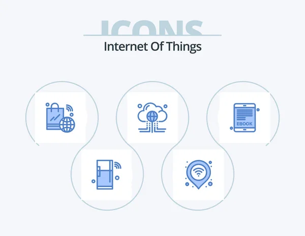 Internet Things Blue Icon Pack Icon Design Data Cloud Signal — Stockvektor