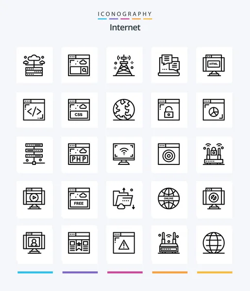 Creative Internet Outline Icon Pack Find Web Network Script Development — Vetor de Stock