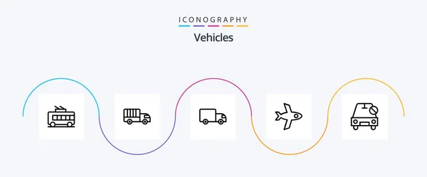 Vehicles Line Icon Pack Including Disabled Delivery Car Flight — Wektor stockowy