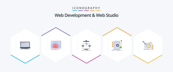 Web Development Web Studio Flat Icon Pack Including Develop Creative — Stockový vektor