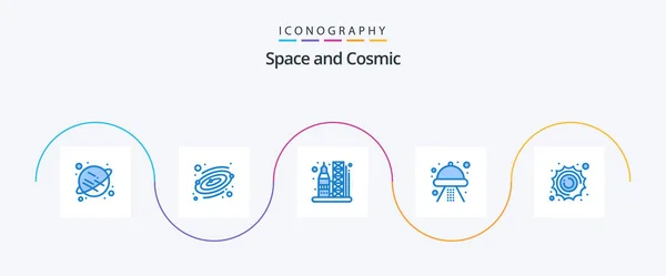 Space Blue Icon Pack Including Space Astronomy Transportation Sun Space — Stok Vektör