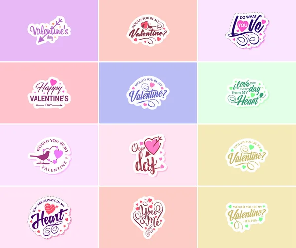 Valentine Day Time Love Beautiful Graphic Design Stickers — Stock vektor
