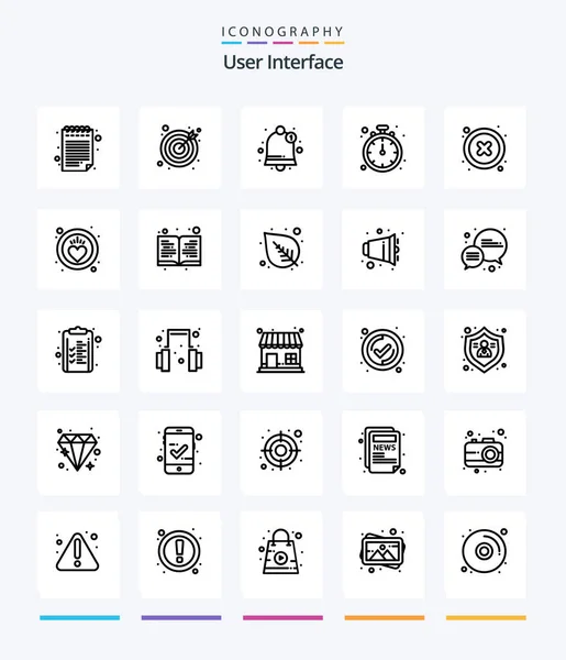 Creative User Interface Outline Icon Pack Heart User Stop Interface — Stockový vektor