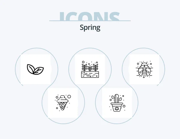 Spring Line Icon Pack Icon Design Bird Stick Brightness Ice — Stock Vector