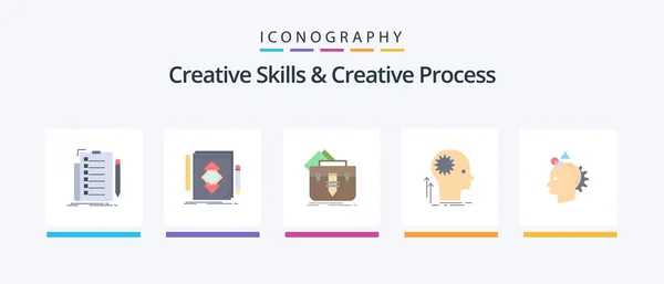Creative Skills Creative Process Flat Icon Pack Including Thinking Mind — Vector de stock